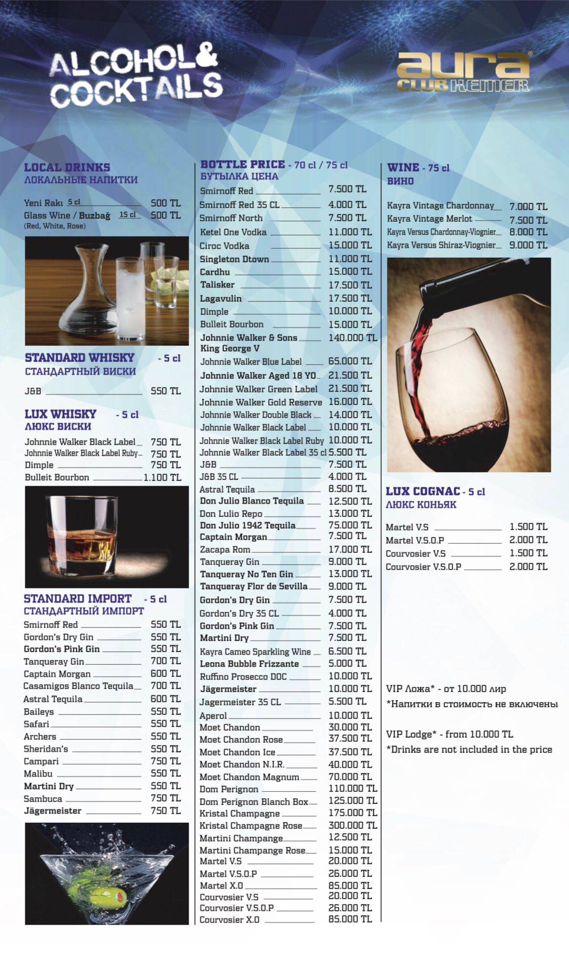 Aura Club Menü Sayfa 1