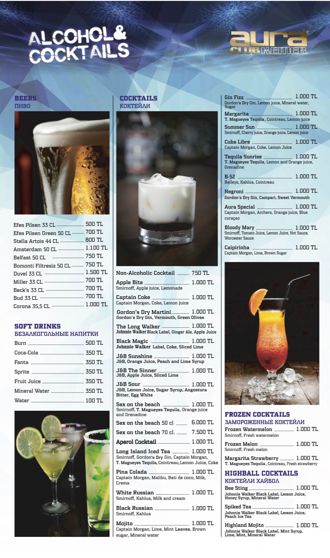 Aura Club Menü Sayfa 2